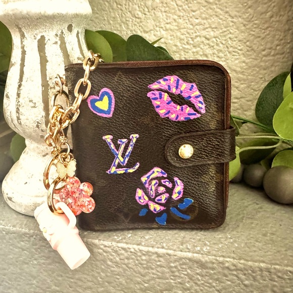 Louis Vuitton Handbags - Louis Vuitton, compact zip wallet, handpainted re-created
